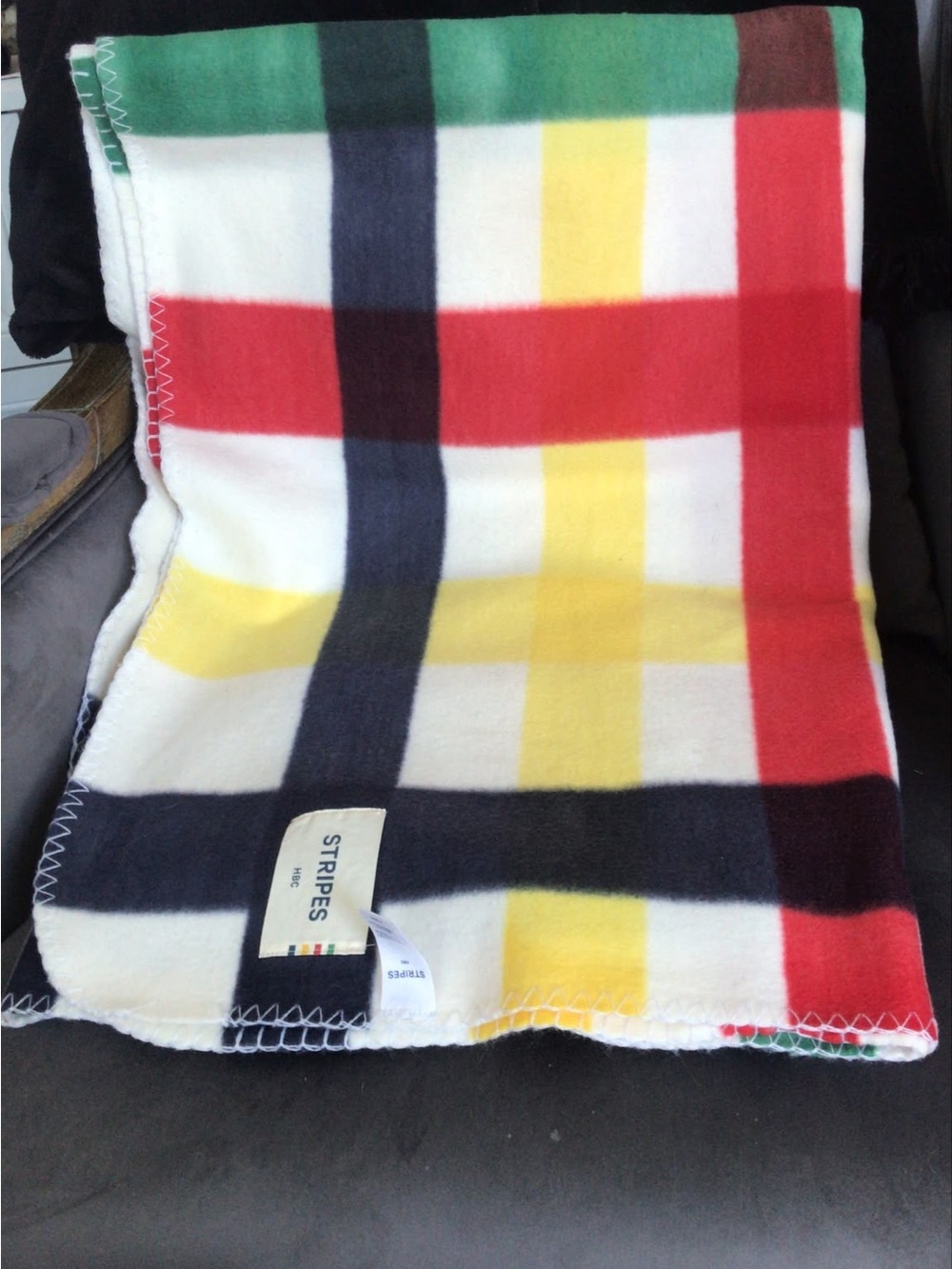Hudson’s Bay Stripes Plaid Fleece Throw Blanket - 71” x 52”